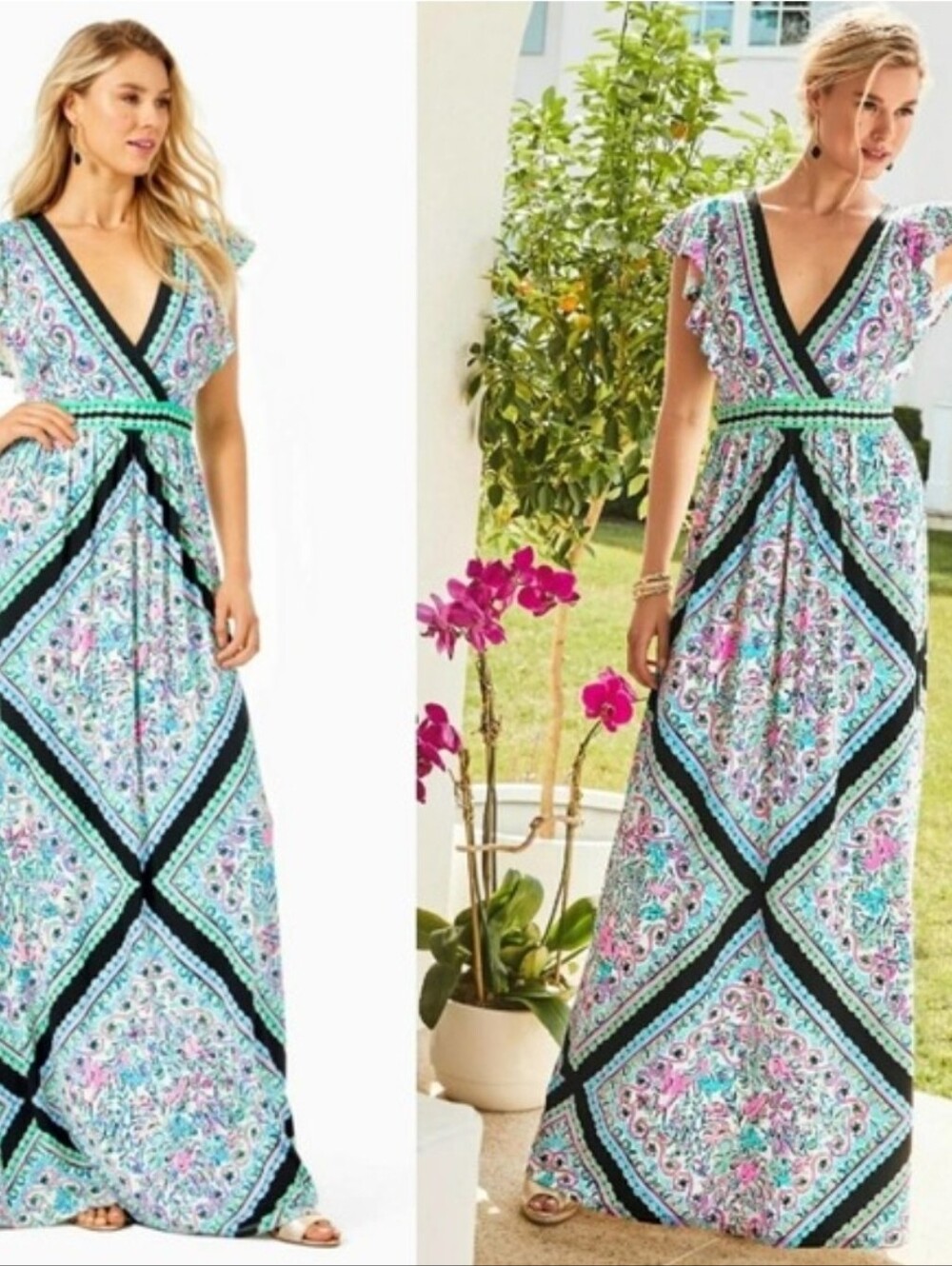 Lilly Pulitzer Roselle Let's Get Wild Maxi Dress Size 16